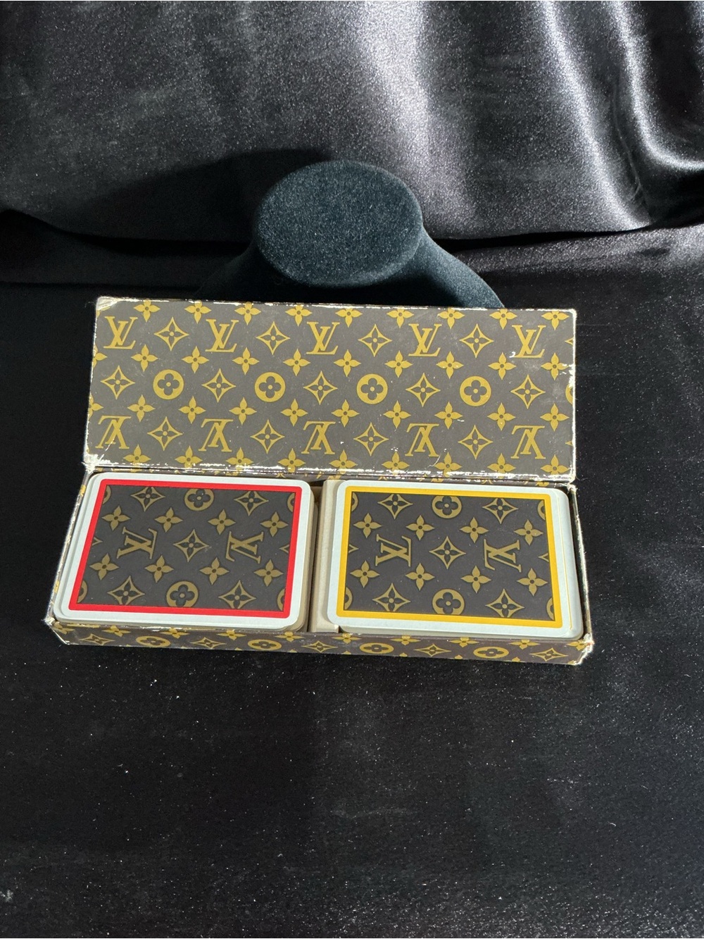 Vintage Louis Vuitton Monogram Playing Card 2 Set in Brown, Red & Yellow Trim